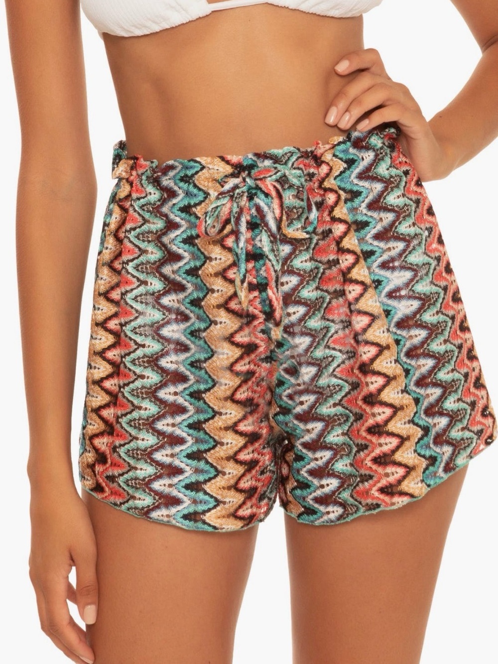 Becca Mandalay Cover Up Shorts Multicolor Zig Zag Medium